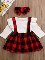 Baby Girl Christmas Plaid Romper Tutu Dress Outfit