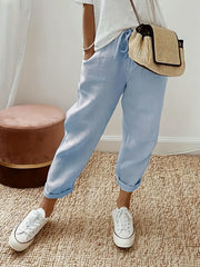 Drawstring Dual Pockets Wide Leg Pants Casual Wear