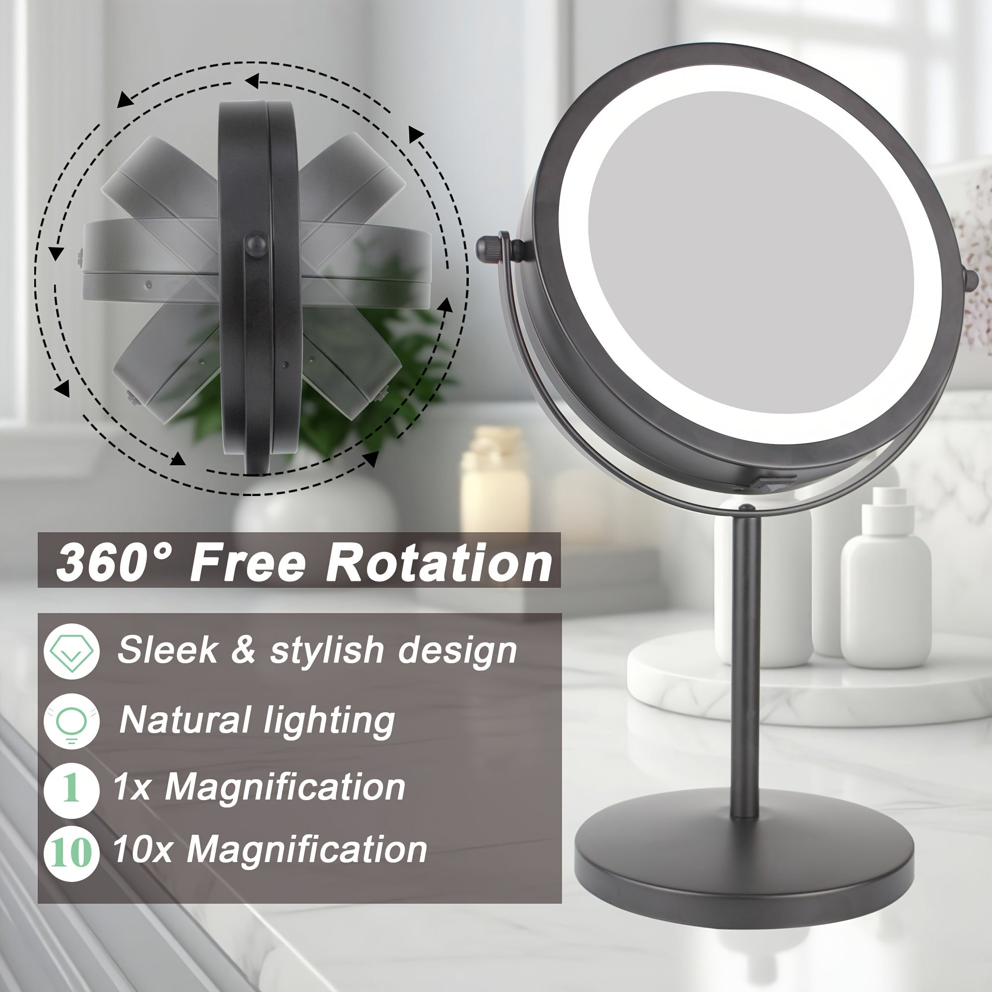 10X Magnification Lighted Makeup Mirror