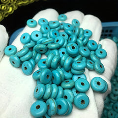 6MM Turquoise Stone Spacer Beads Flat Round DIY Turquoise Beads