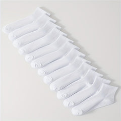 12 Pairs Solid Socks Women's Comfy & Breathable Stockings All match Hosiery