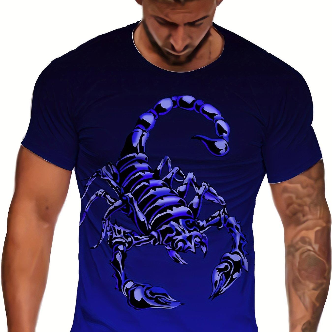 Men's 3D Scorpion Graphic T-shirt Active Stretch Novel Tee