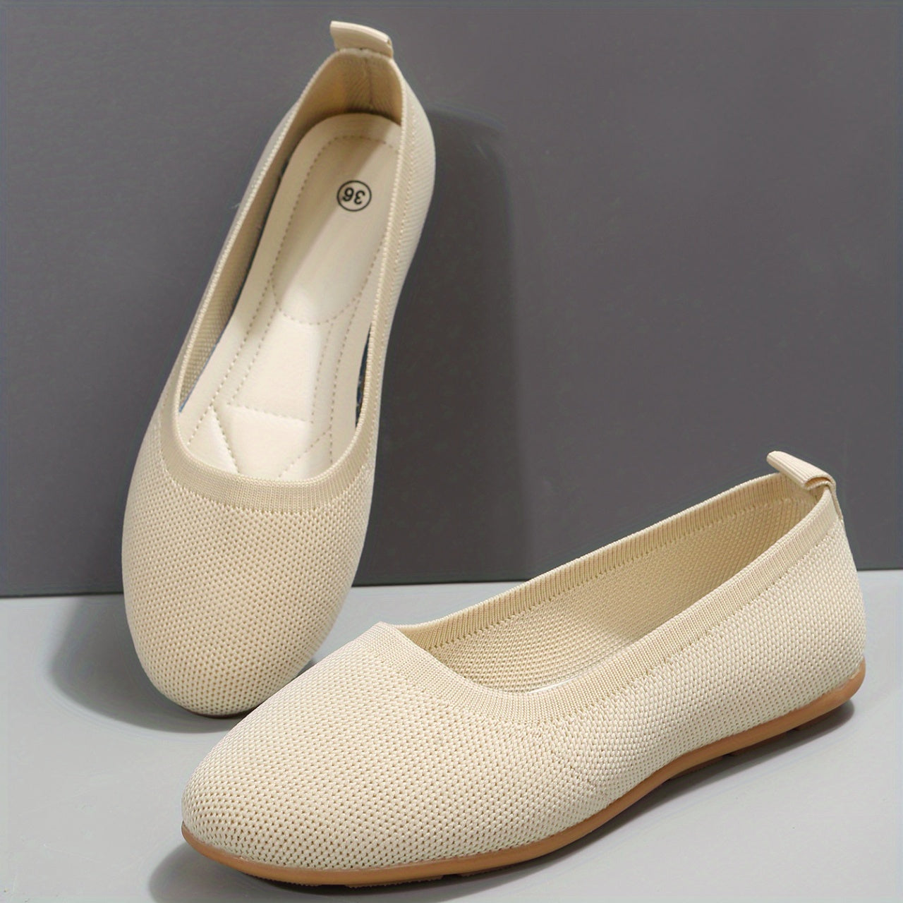 Women's Knitted Almond Toe Slip-On Flats