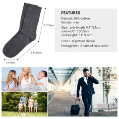5pairs Men's Mid Calf Running Socks for Shoes Sports Tennis Sneakers
