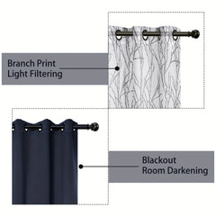 Branch Printed Sheer & Blackout Curtains - Grommet Top Window Drapes