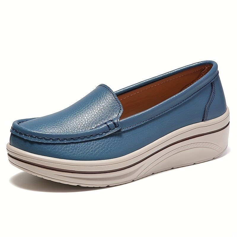 Women's Platform Wedge Slip-On Loafers for Comfortable Style