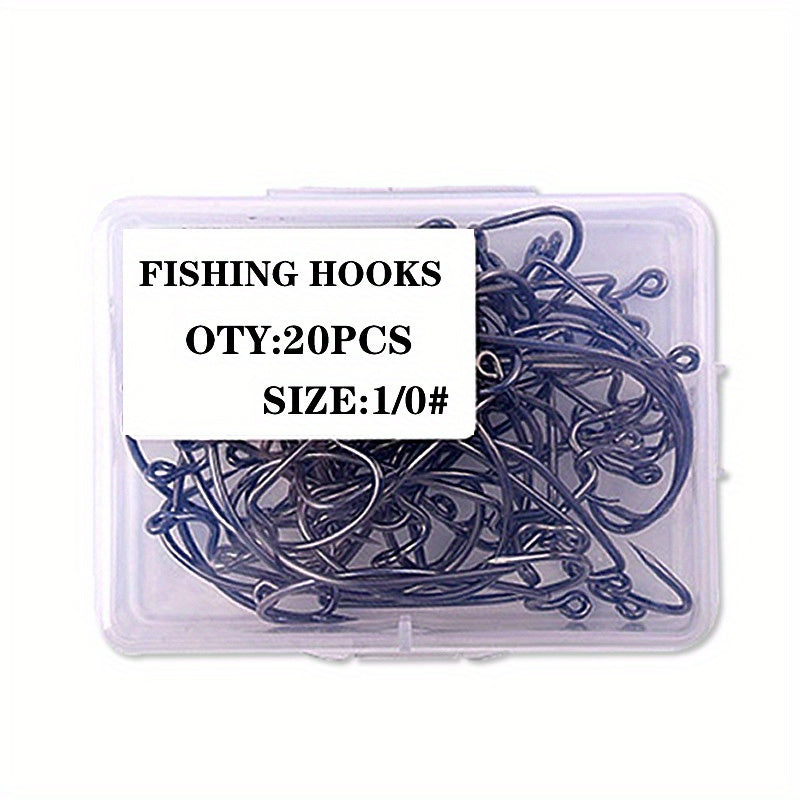 20pcs Bass Fishing Offset Worm Hooks High Carbon Steel Circle Fishing Hooks Jig