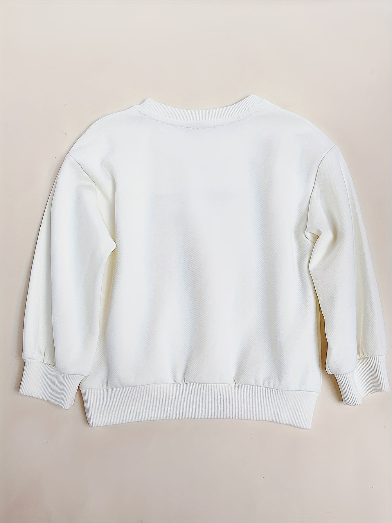 Girls Bow Monogram Embroidery Graphic Sweatshirt Long Sleeve Pullover