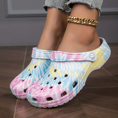 Women's Tie Dye Chunky Clogs Platform Shoes