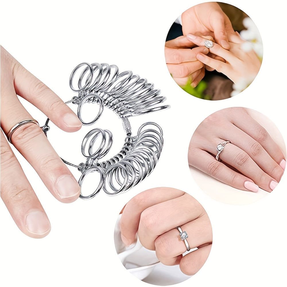 27pcs Stainless Steel Finger Sizer Measuring Ring Tool For Rings Size 1-13