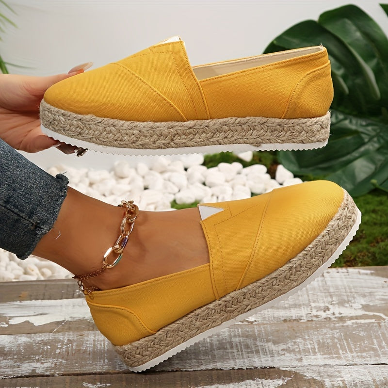 Women's Espadrille Flat Loafers Slip On Canvas Shoes