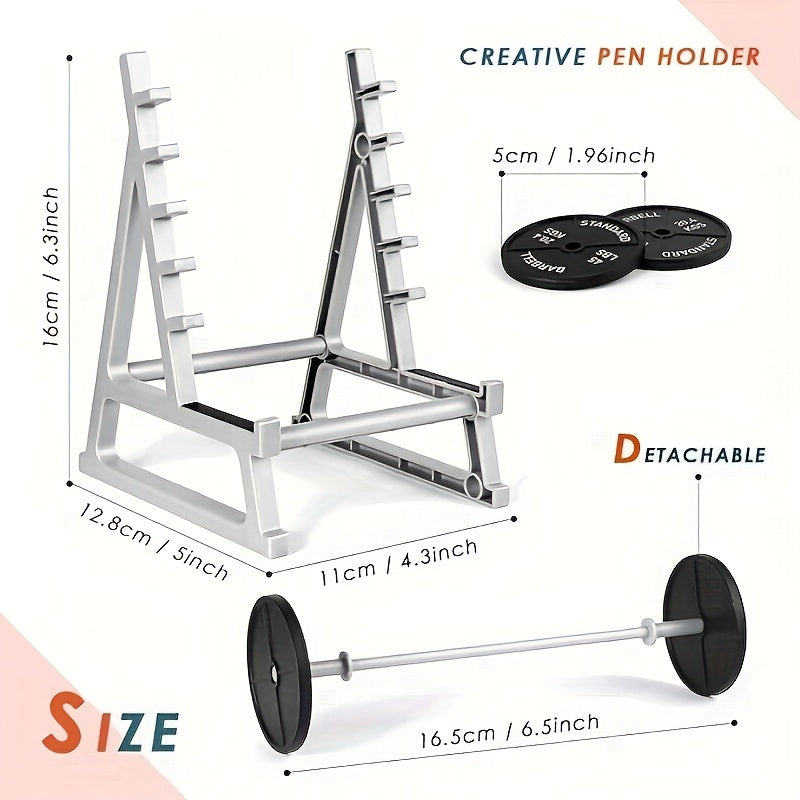 Weightlifting Squat Pen Holder with Barbell Decoration