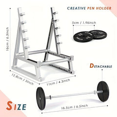 Weightlifting Squat Pen Holder with Barbell Decoration