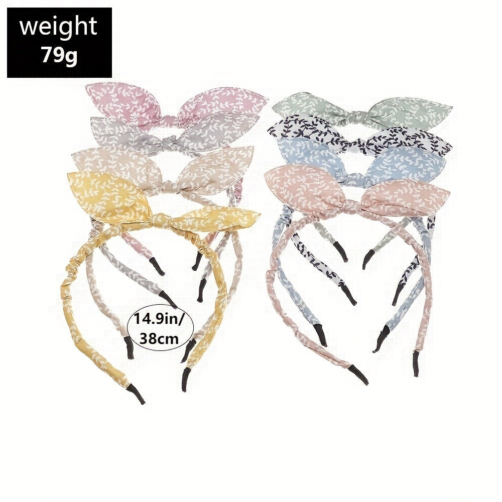 8pcs Baby Girls Leaf Pattern Bowknot Hair Hoop Headwear Hair Accessories