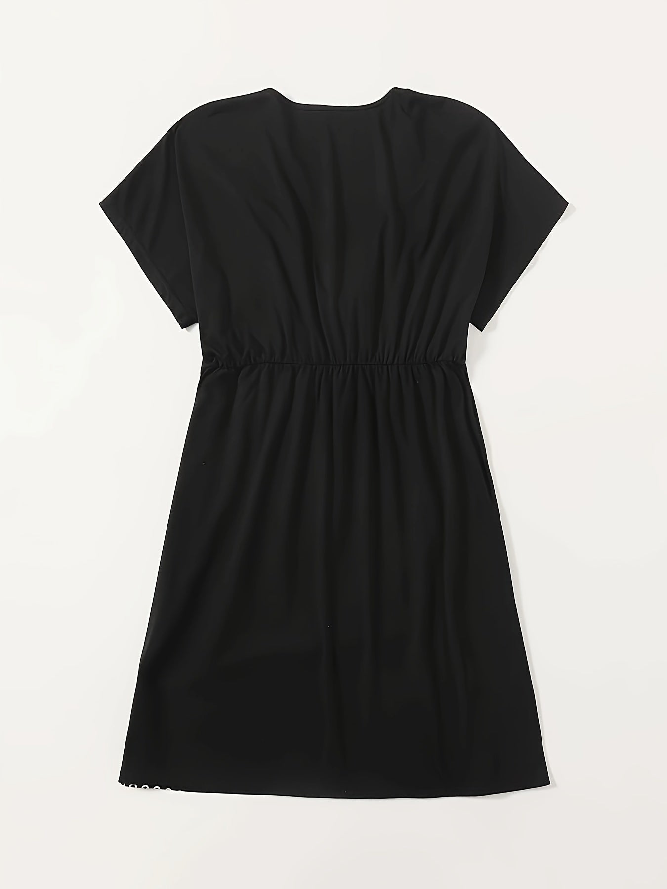 Women's Graphic Print Short Sleeve V Neck Knot Dress