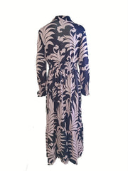 Floral Print Lantern Sleeve Maxi Dress