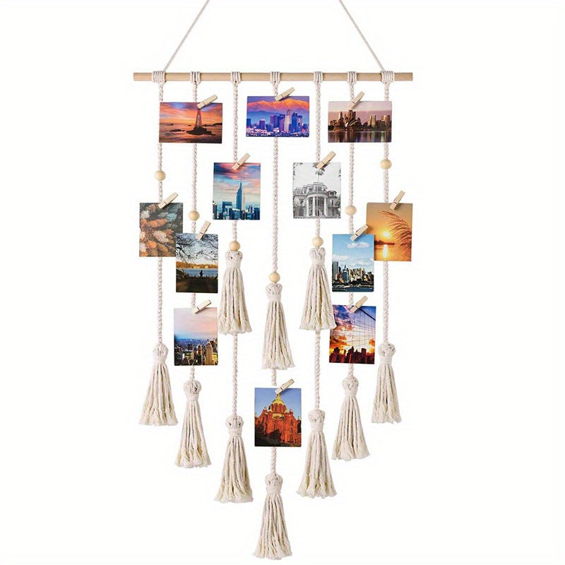 Photo Display Lace Wall Hanging With 10 Wooden Clips