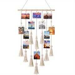 Photo Display Lace Wall Hanging With 10 Wooden Clips