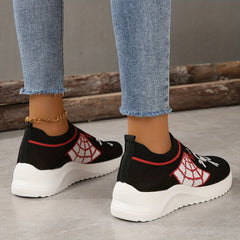 Women's Skull Pattern Sock Shoes Halloween Low Top Sneakers