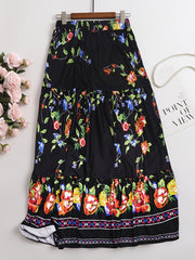 Paisley Print High Rise A-line Maxi Skirt