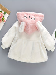Girls Fleece Hooded Coat With Bag For Winter Kids Clothes