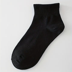6 Pairs Women's Crew Short Socks Solid Color Comfy & Breathable