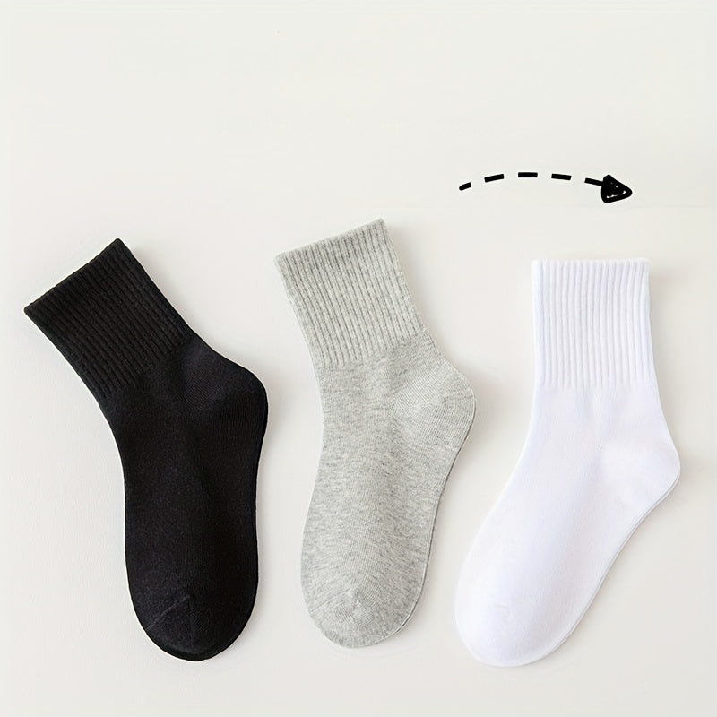 5pairs Boys Girls Kids Causal Plain Breathable Crew Socks