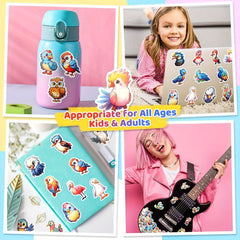 50pcs Bird Words Sound Stickers Owl Parrot Cartoon Vinyl Waterproof Stickers