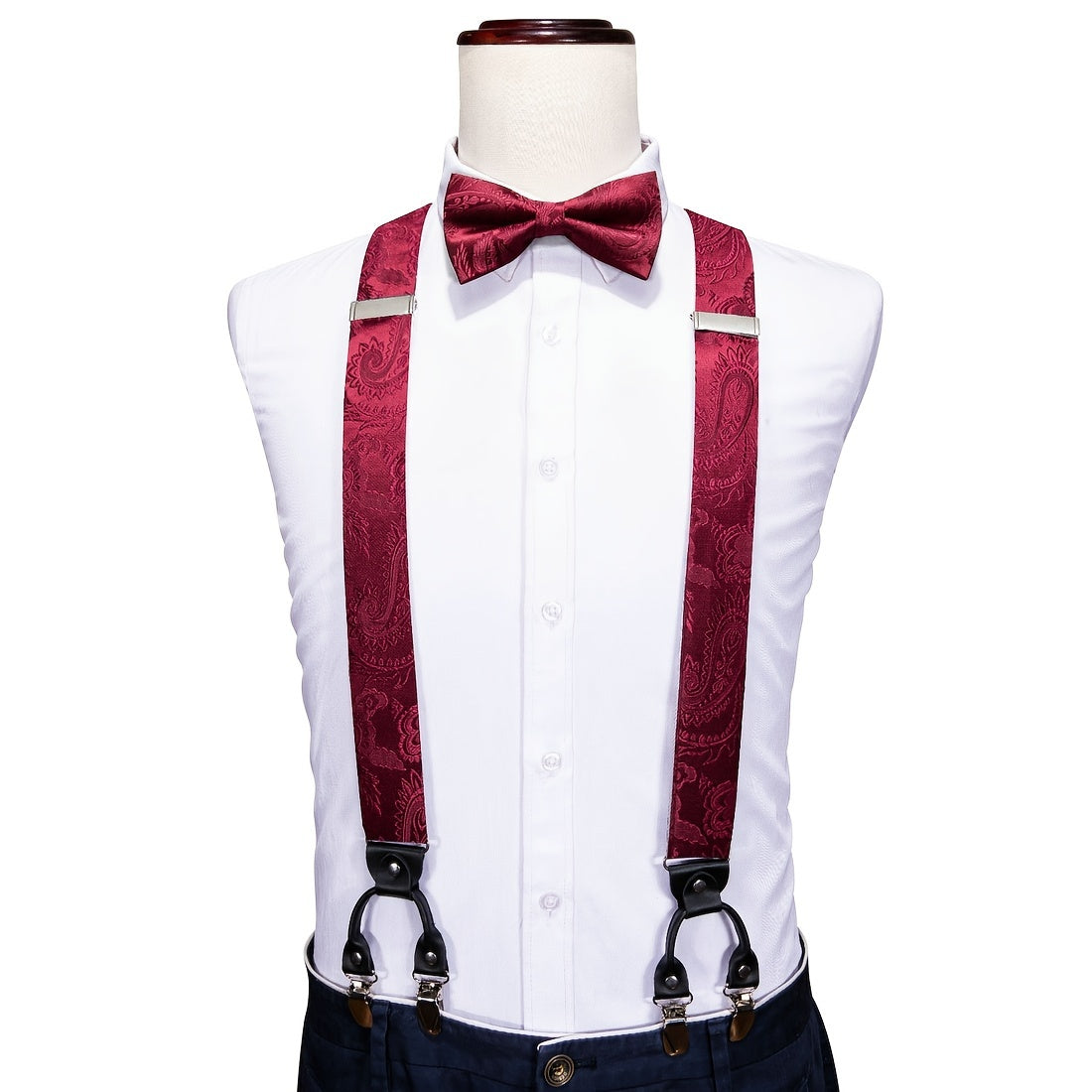Barry Wang Men's Suspenders & Bowtie Set for Wedding Party Prom