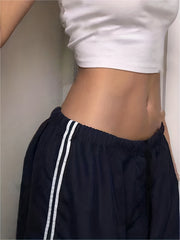 Side Wide Leg Pants Drawstring Baddie Clothes