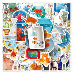 50pcs Ocean Stickers Summer Beach Fish Sea Animals Cartoon Vinyl Waterproof
