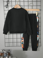 Boy's Excavator Pattern Outfit 2pcs Set for Spring Fall