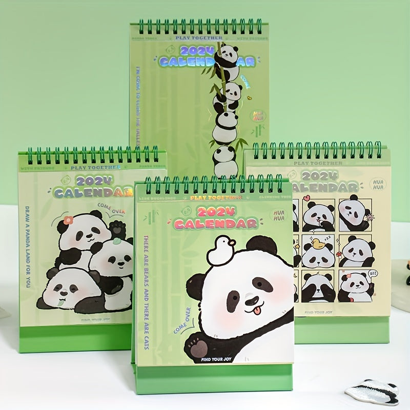 Cartoon Panda Desk Calendar Portable Planner Coil Desktop Monthly Calendar