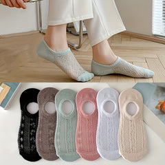 6 Pairs Jacquard Ankle Socks Hollow Out Breathable Women's Stock