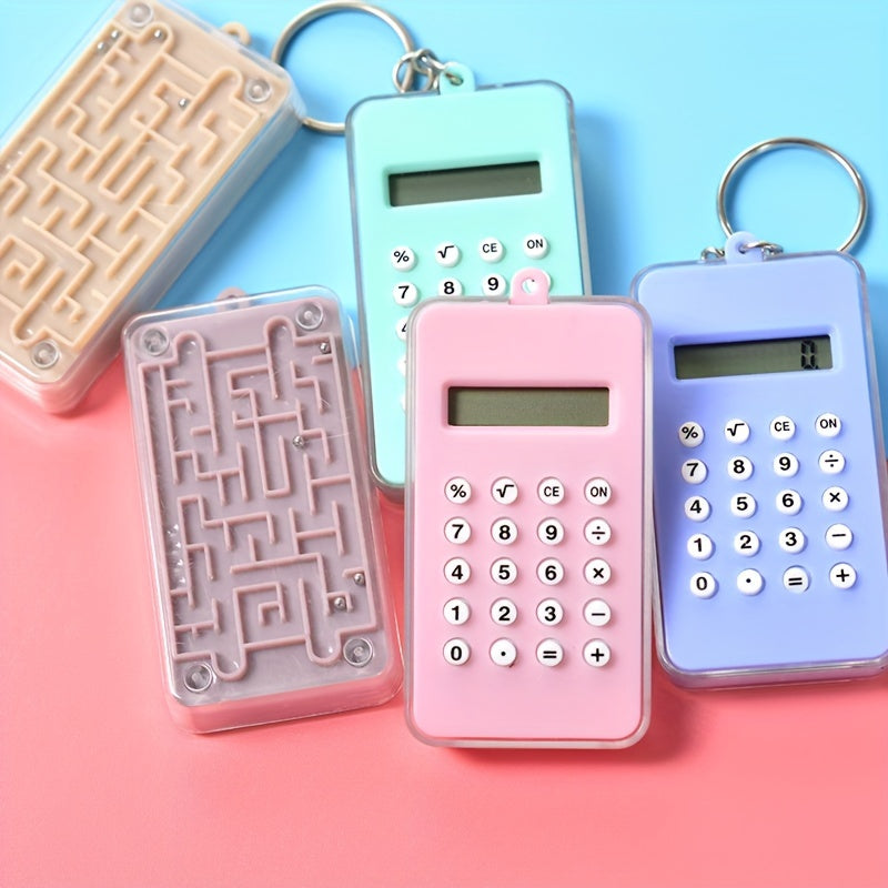 Mini Maze Calculator Keychain Portable Counting Toy