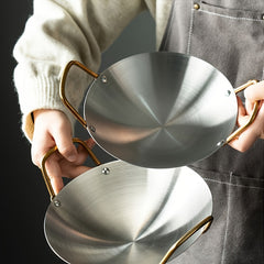 Stainless Steel Wok Double Eared Small Pot for Restaurants and Home