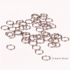 100pcs Stainless Steel Split Ring Double Ring Jump Ring Mini Connecting Key Ring
