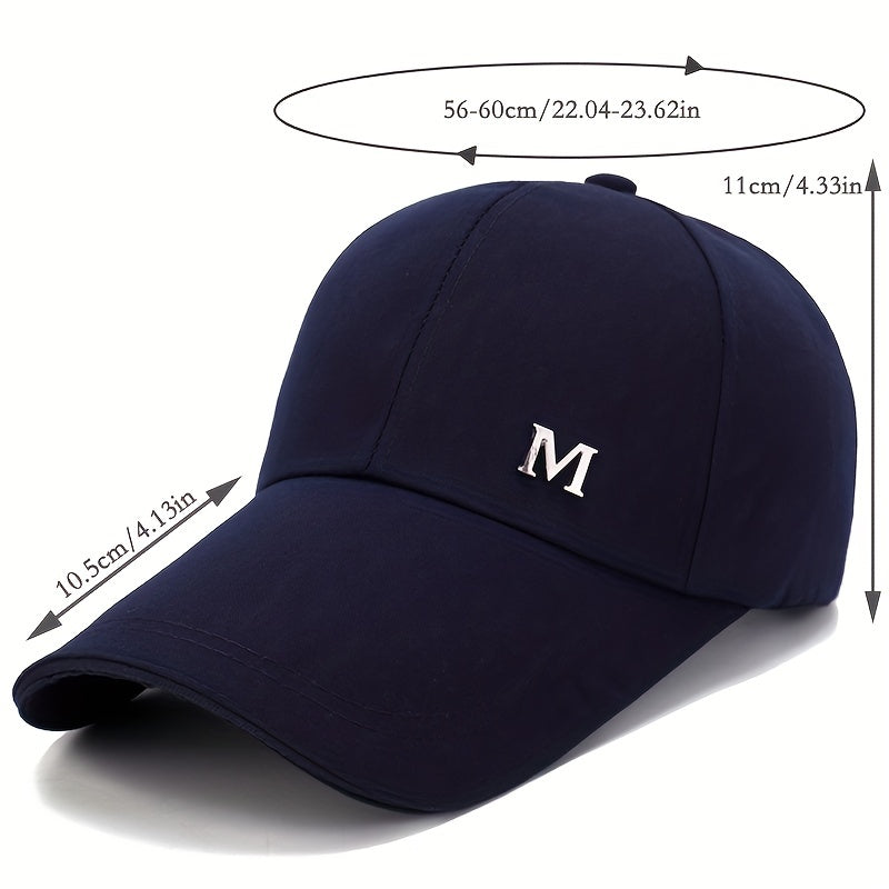 Men's Plain Long Bill Snapback Cap UV Protection Baseball Cap