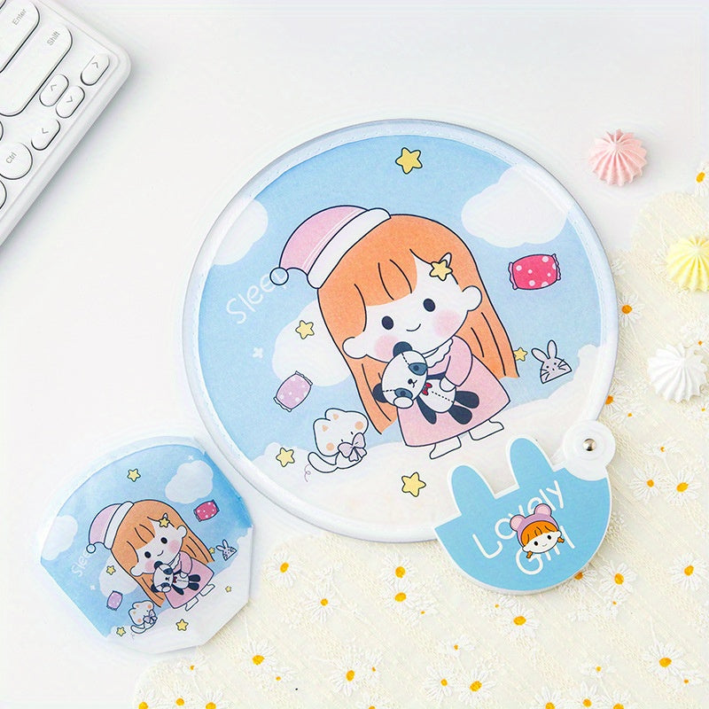 Portable Small Fan Cartoon Folding Mini Round Fan