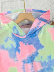 Girl's Tie Dye 2pcs Hoodie & Sweatpants Set LOVE Print Long Sleeve Top
