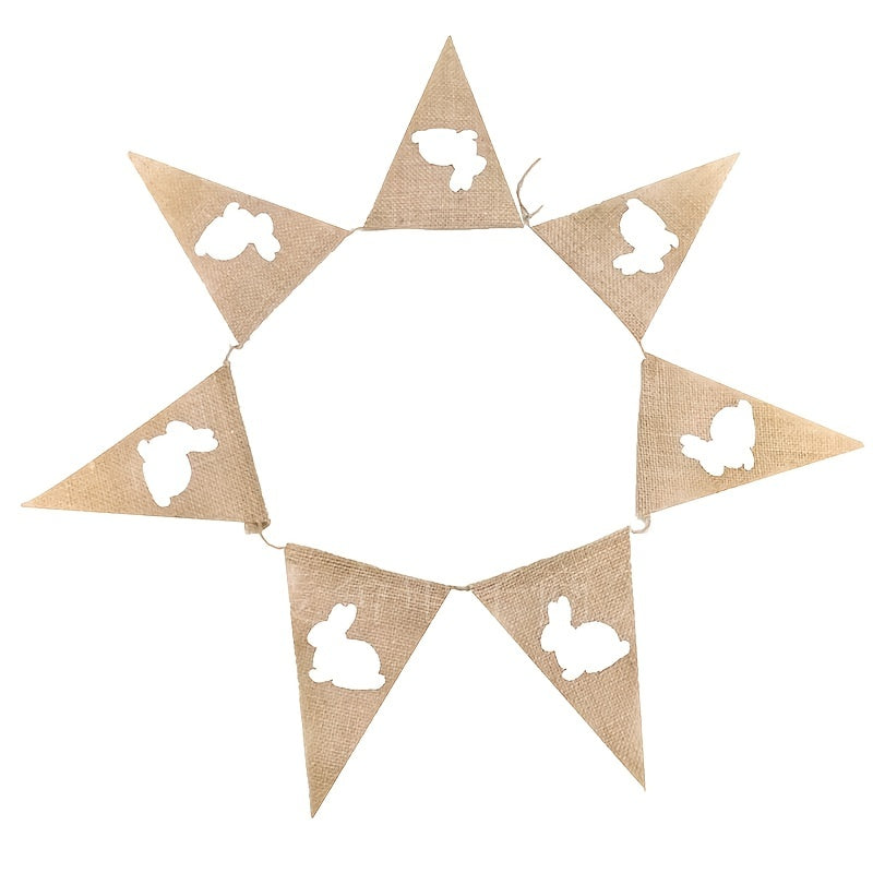 Bunny Banner Linen Rabbit Flags Easter Party Decoration