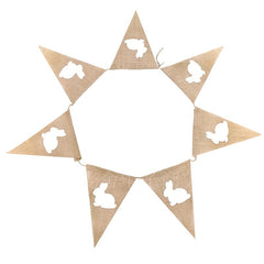 Bunny Banner Linen Rabbit Flags Easter Party Decoration