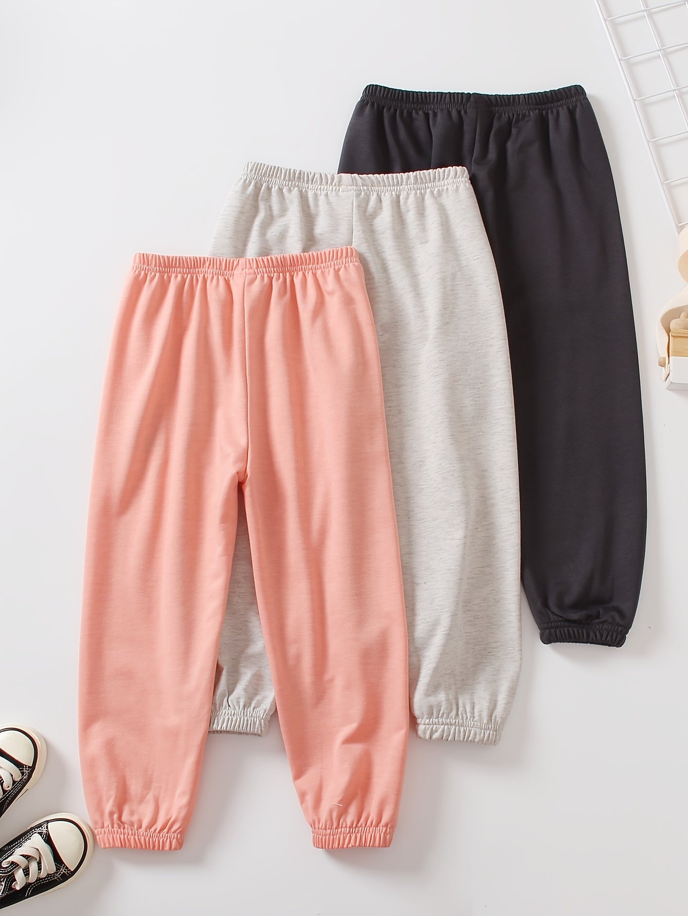 3pcs Girls Letter Print Jogger Sweatpants