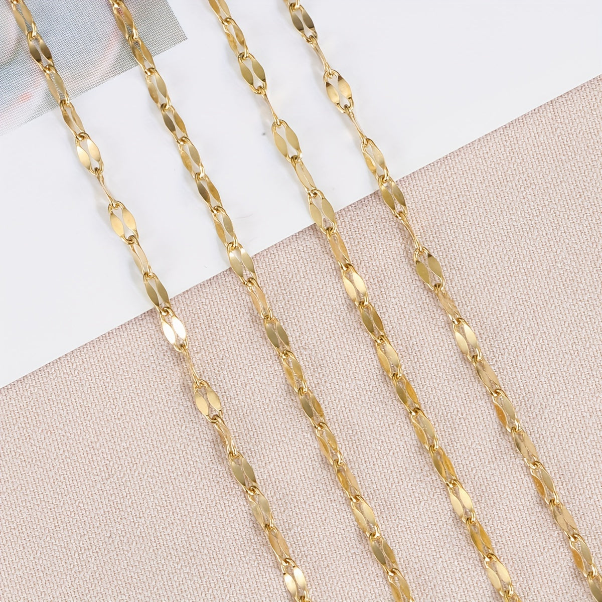 2M Stainless Steel Lips Chain Golden Jewelry Necklace Bracelet Making DIY Chain