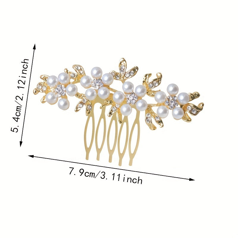 Faux Pearl Rhinestone Hair Comb Side Comb Head Jewelry Hair Accessories