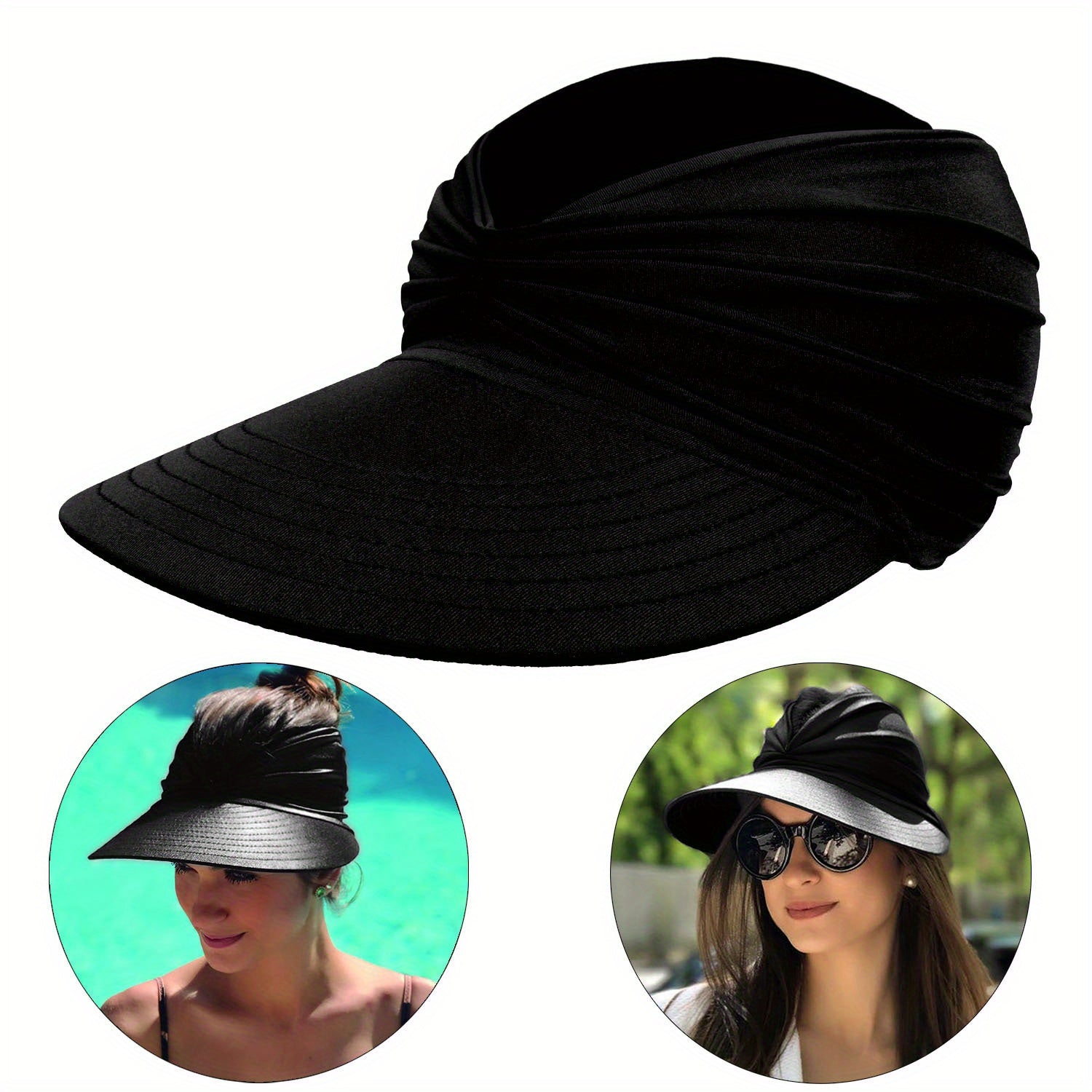 UPF 50 UV Protection Visors Hat Solid Sunscreen Beach Hat Women