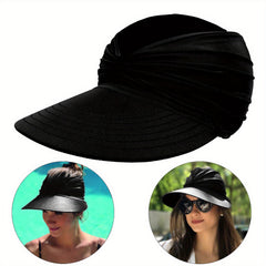 UPF 50 UV Protection Visors Hat Solid Sunscreen Beach Hat Women