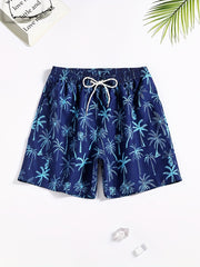 Men's Quick Dry Hawaiian Board Shorts Coconut Tree Swim Trunks