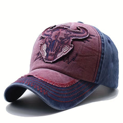 Bull Head Embroidery Baseball Cap Retro Sun Hat
