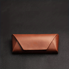 Men's Vintage Brown PU Leather Myopia Glasses Case
